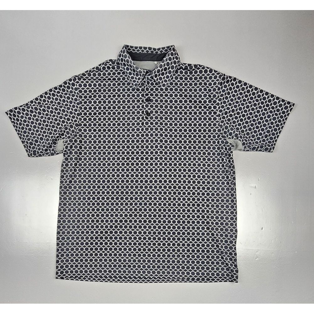 Adidas Polo Shirt Mens 2X.‎ Abstract Geometric All Over Print Golf Performance